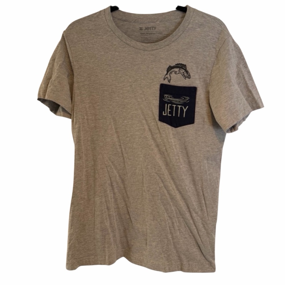 Jetty Gray Men's Fish T-Shirt with Pocket